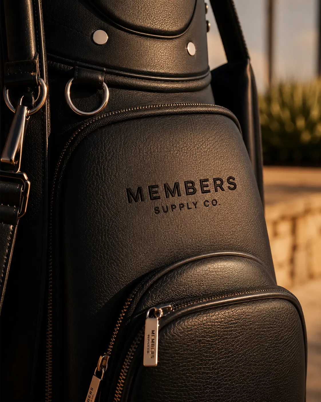 Black golf bag material detail
